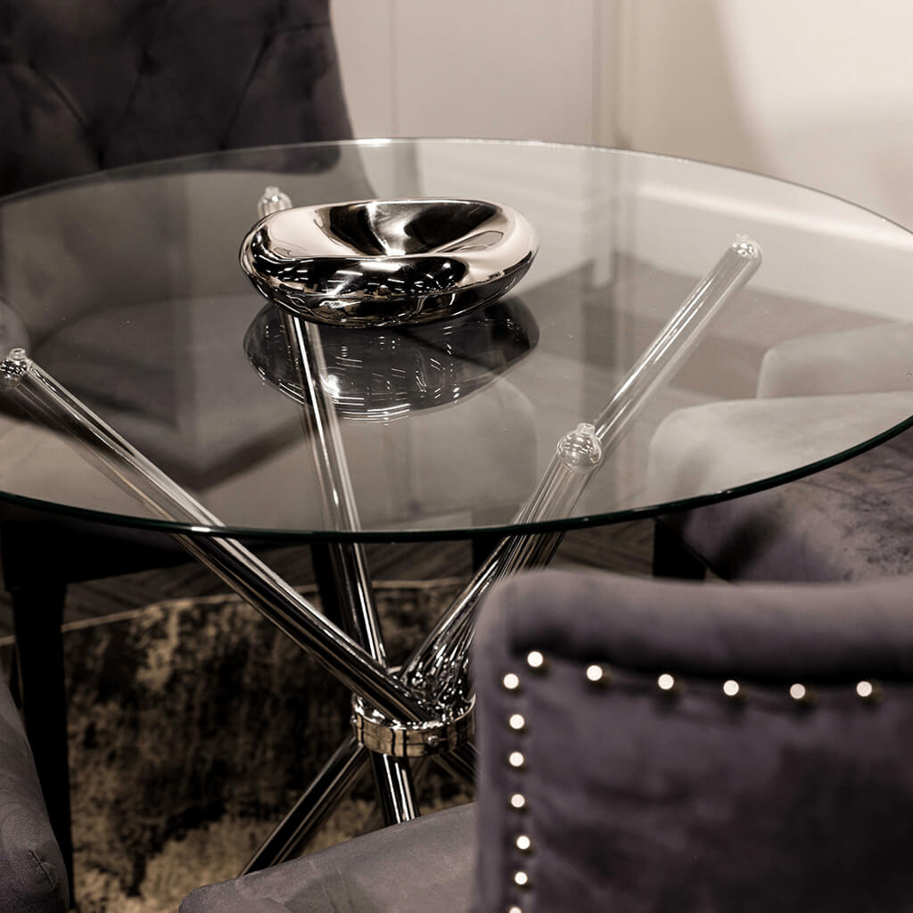 Casa Glass & Silver Dining Table