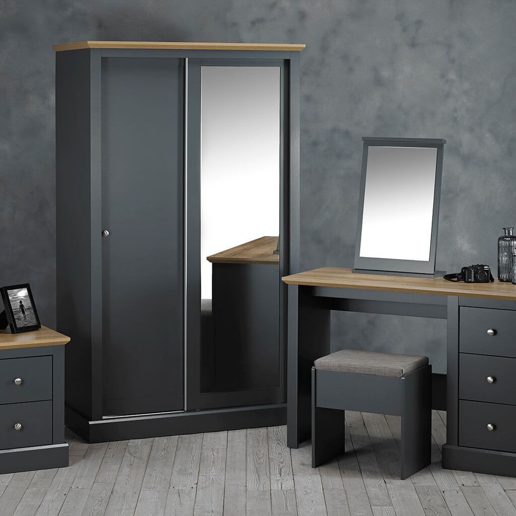 Devon Charcoal Double Sliding Wardrobe