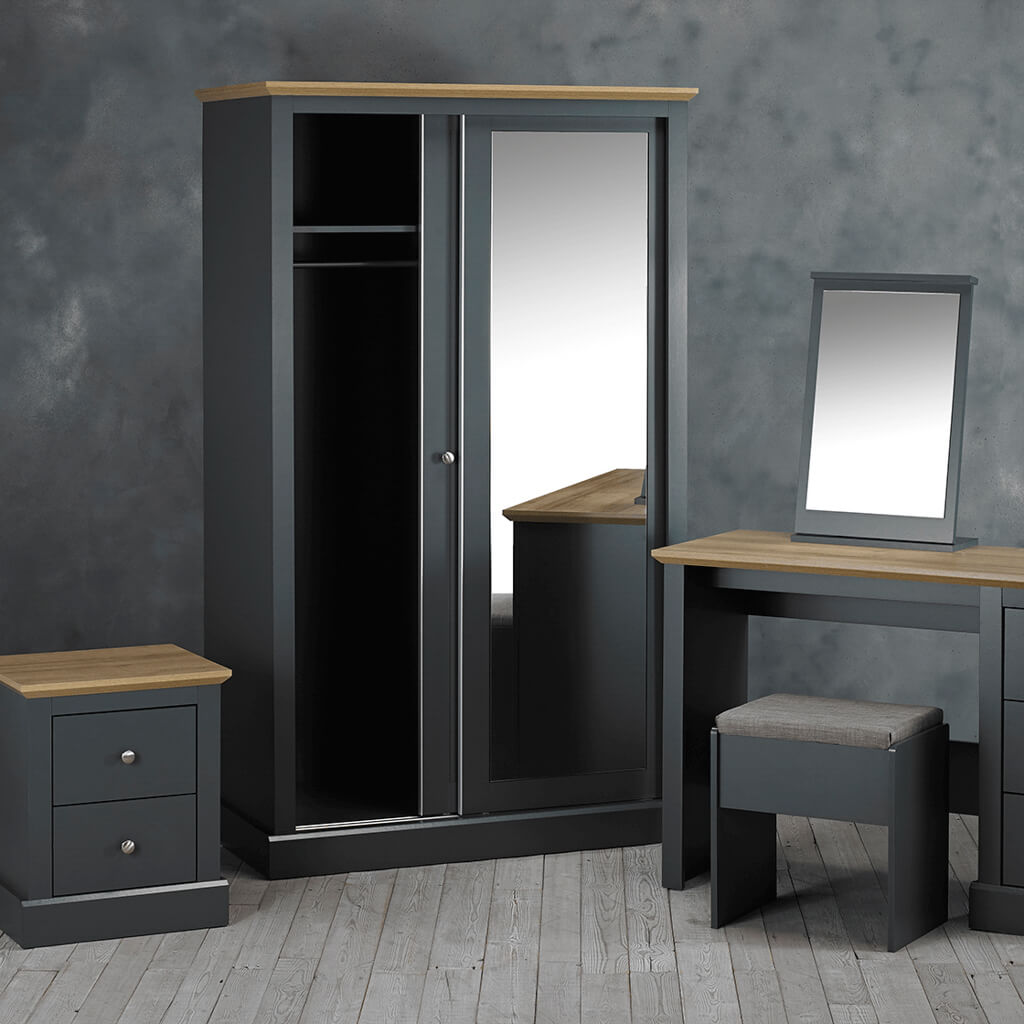 Devon Charcoal Double Sliding Wardrobe