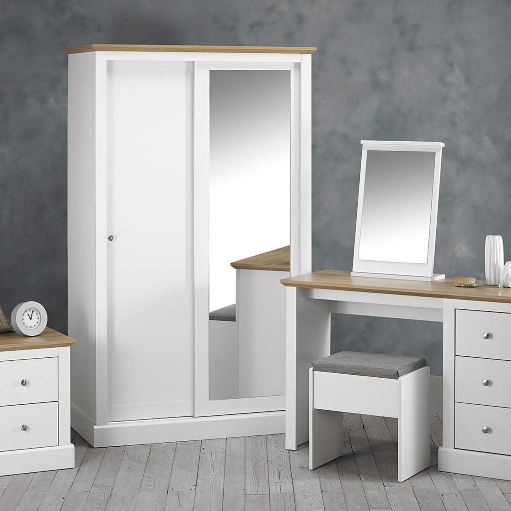 Devon White Double Sliding Wardrobe