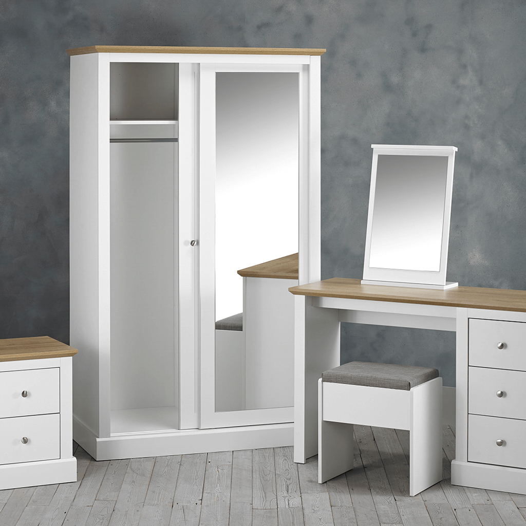 Devon White Double Sliding Wardrobe