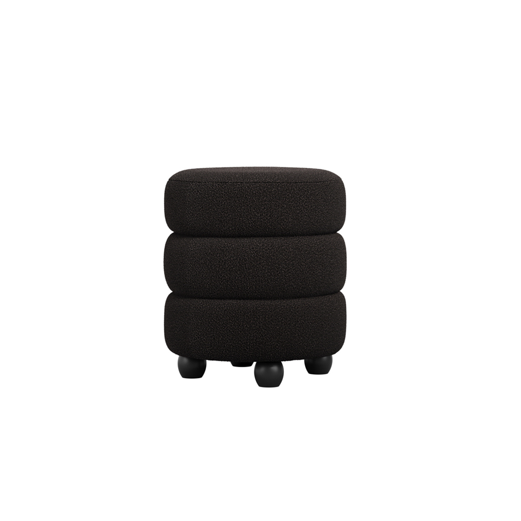 Emi Black and Black Pouffe