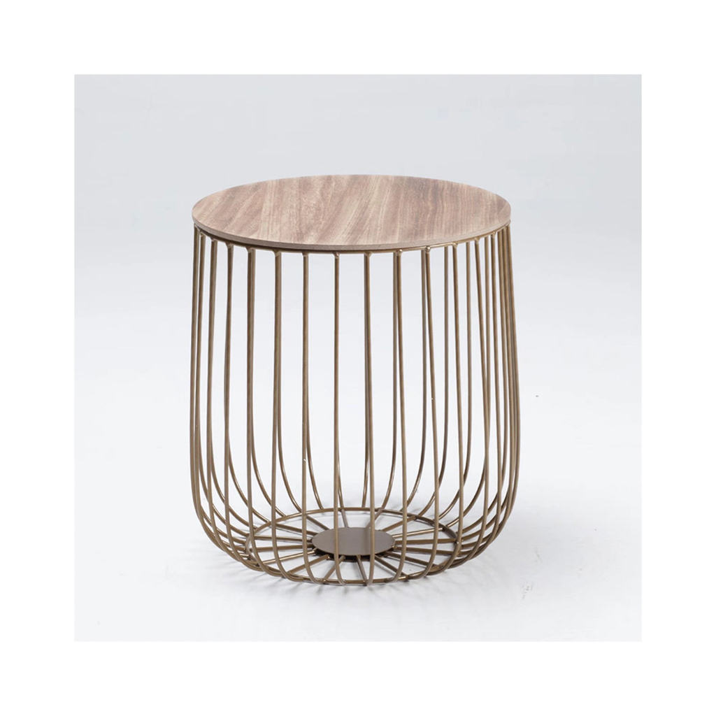 Enzo Oak & Gold Side Table