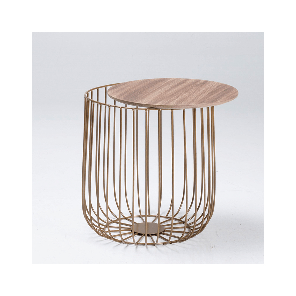 Enzo Oak & Gold Side Table