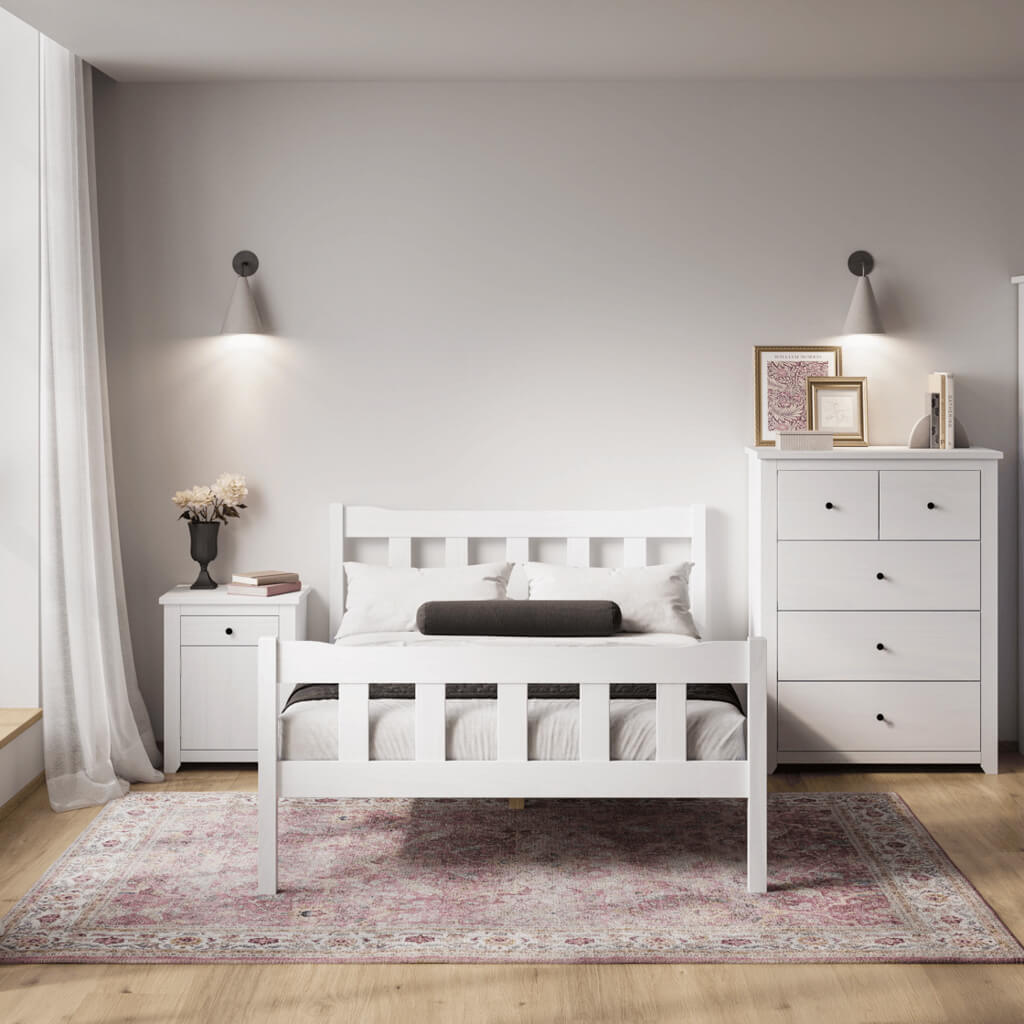 Havana White Double Bed