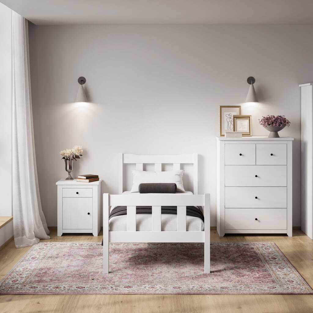 Havana White Single Bed