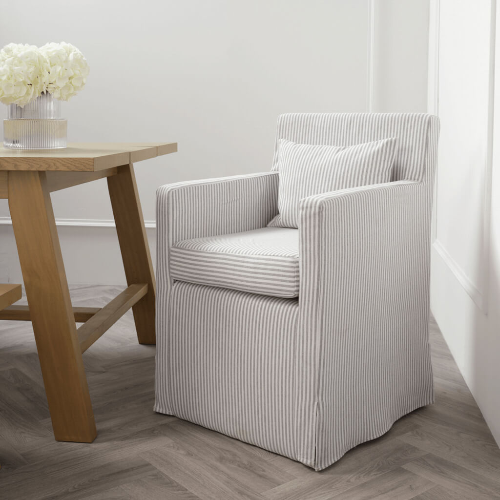 Hettie Grey Stripe Chair