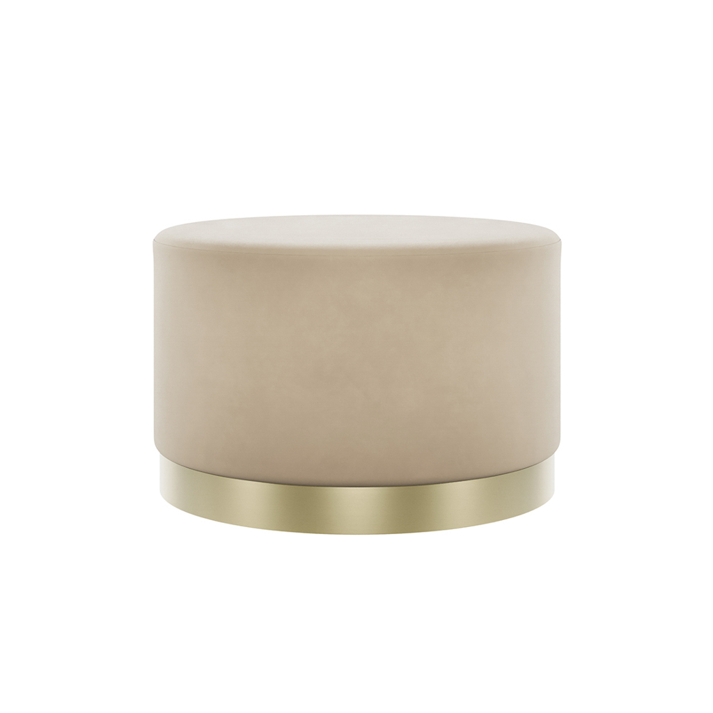 Lara Beige Velvet Large Pouffe