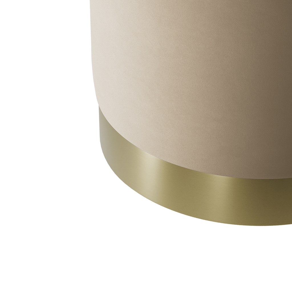 Lara Beige Velvet Small Pouffe