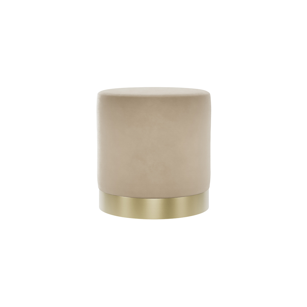 Lara Beige Velvet Small Pouffe