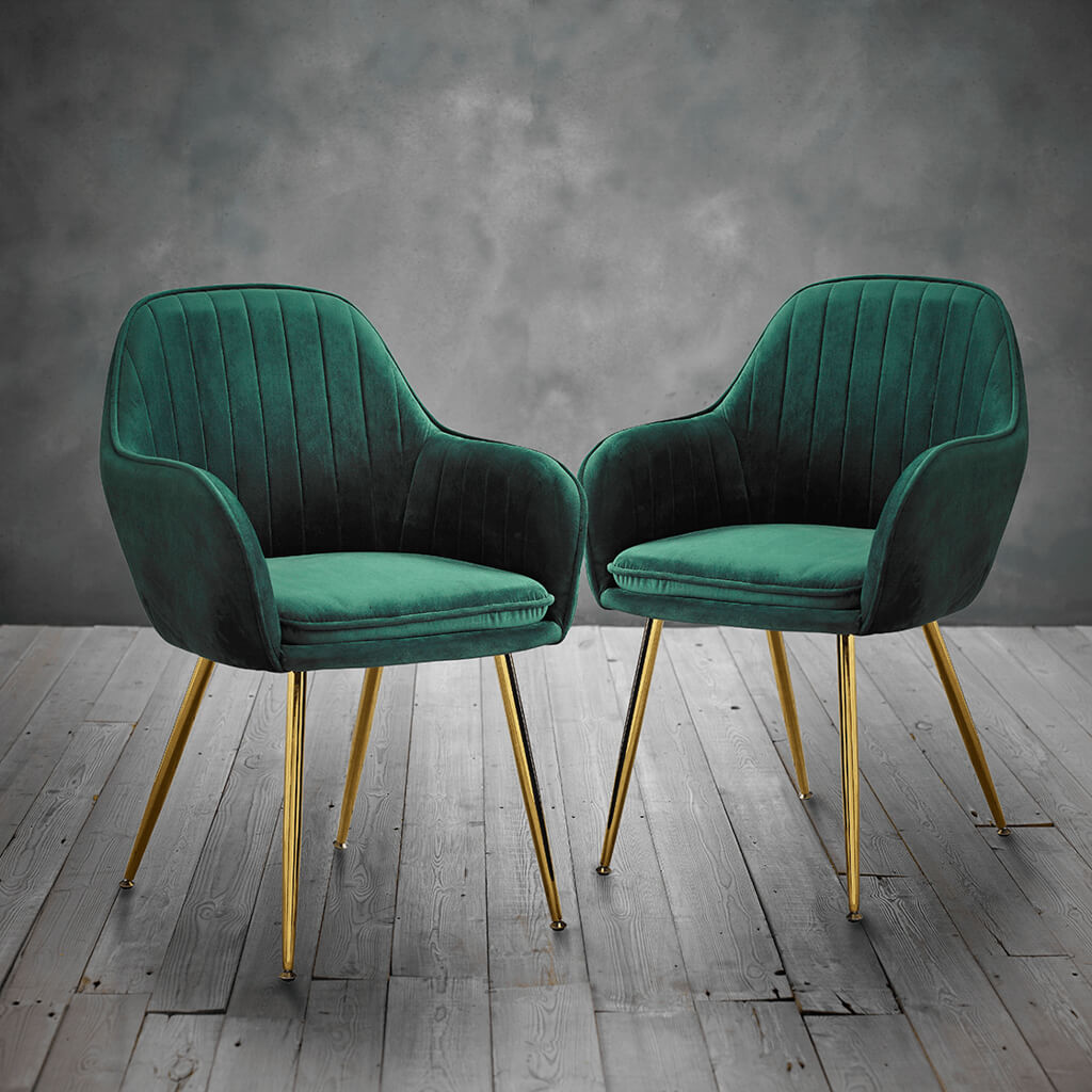 Lara Forest Green & Gold Dining Chairs