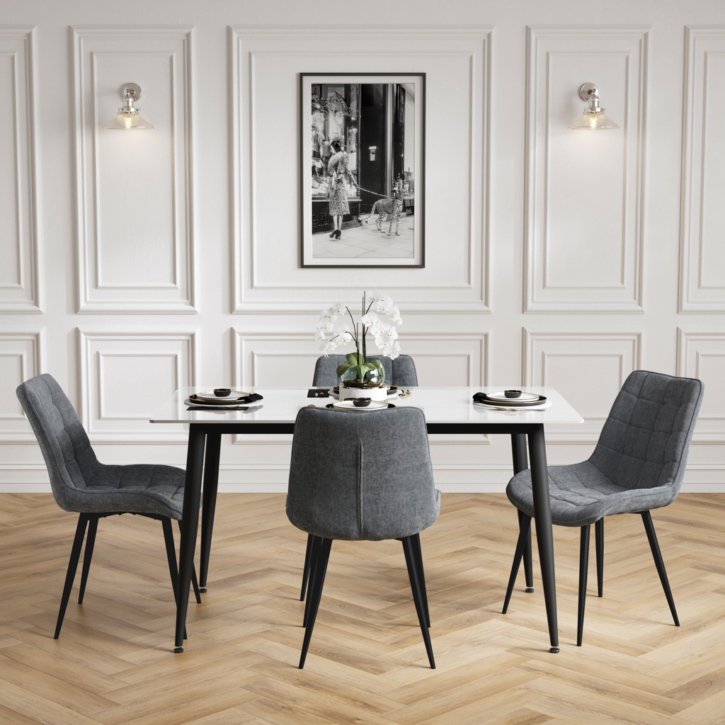 Luna Marble Effect Dining Set