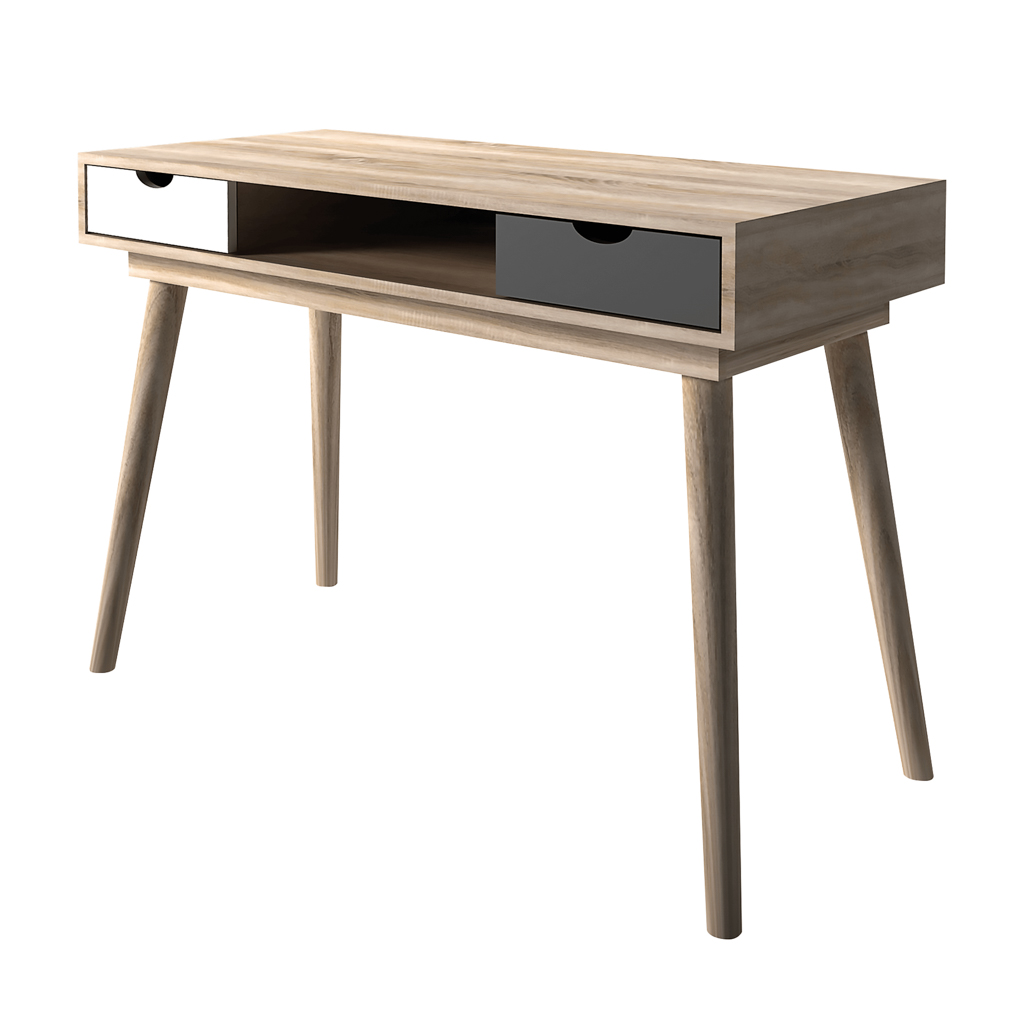 Scandi Light Oak & White & Grey Desk