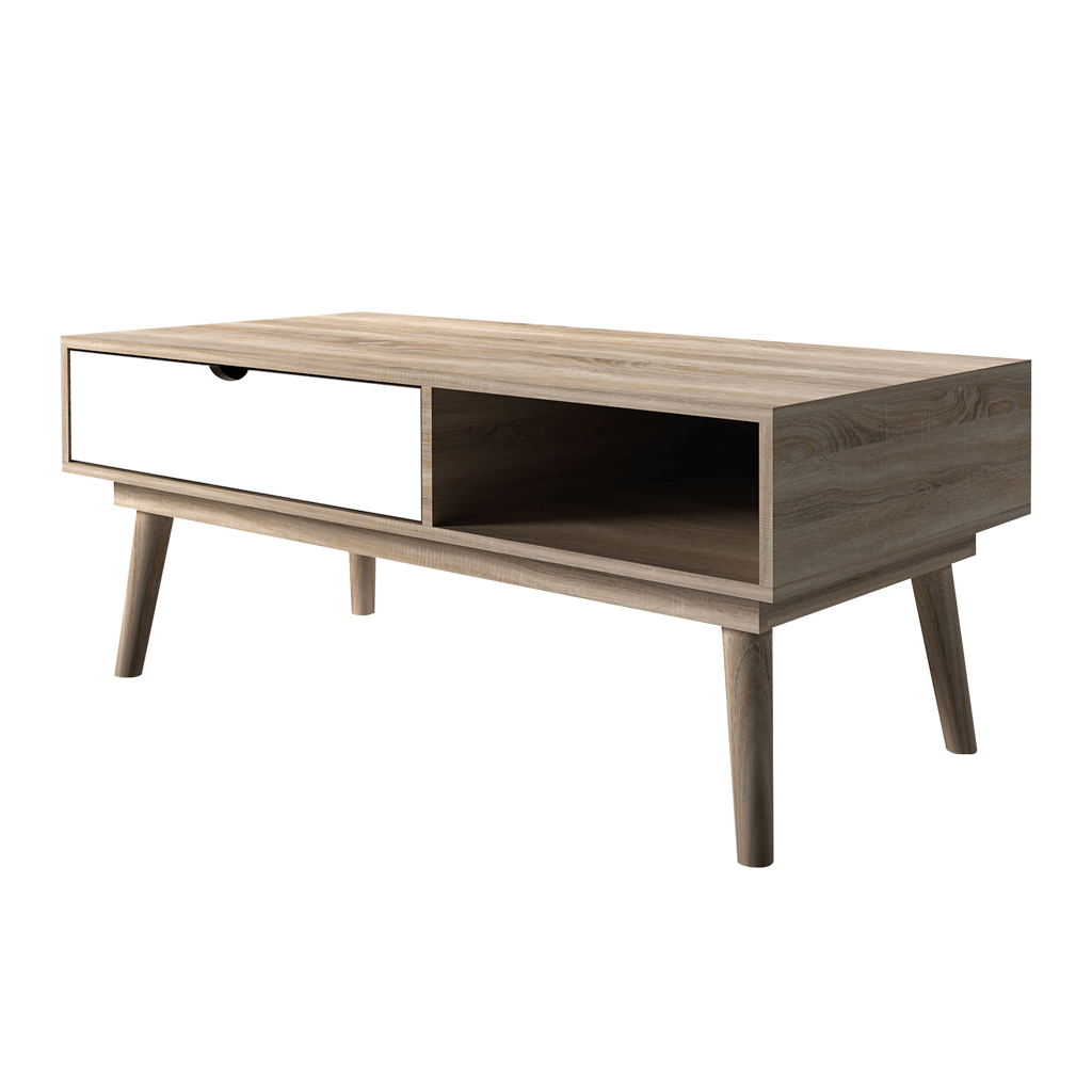 Scandi Light Oak & White Coffee Table