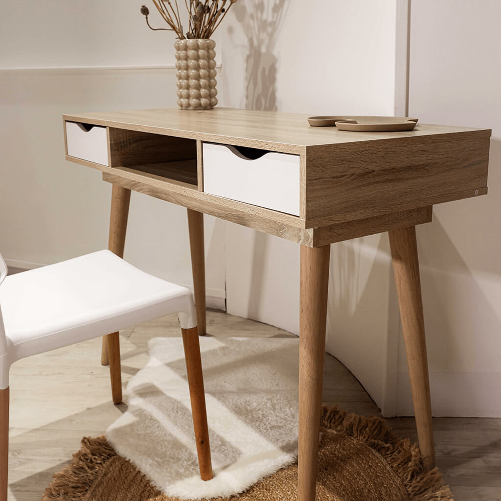 Scandi Light Oak & White Desk