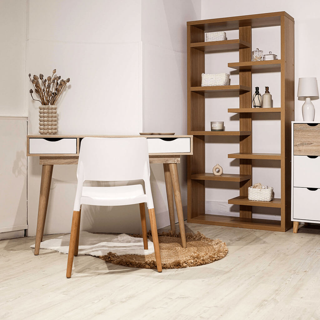 Scandi Light Oak & White Desk