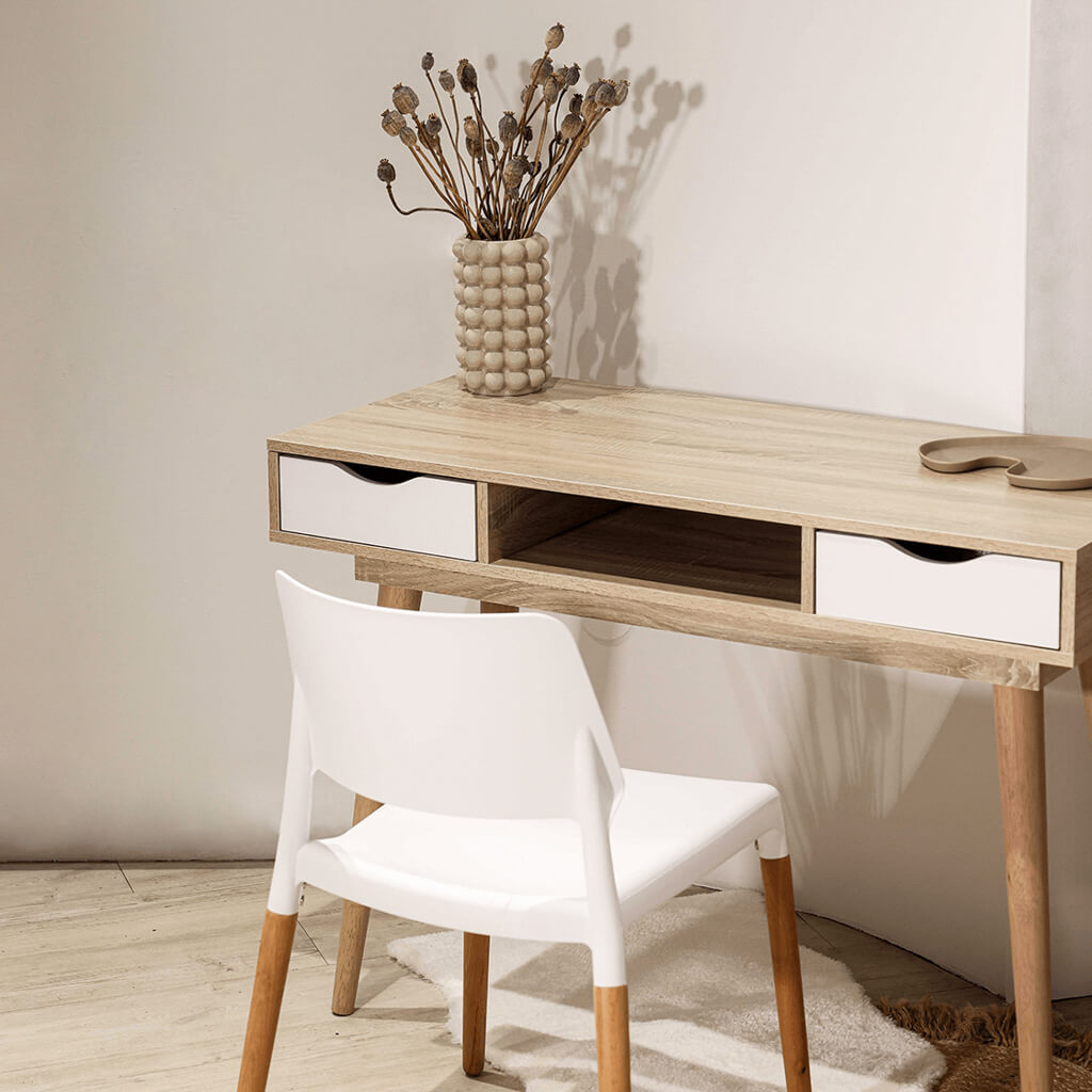 Scandi Light Oak & White Desk