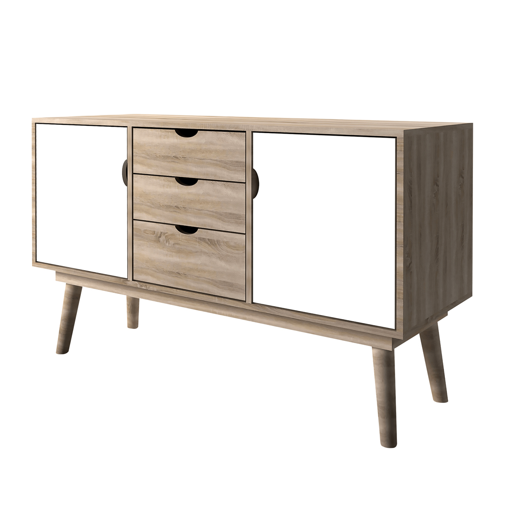 Scandi Light Oak & White Sideboard