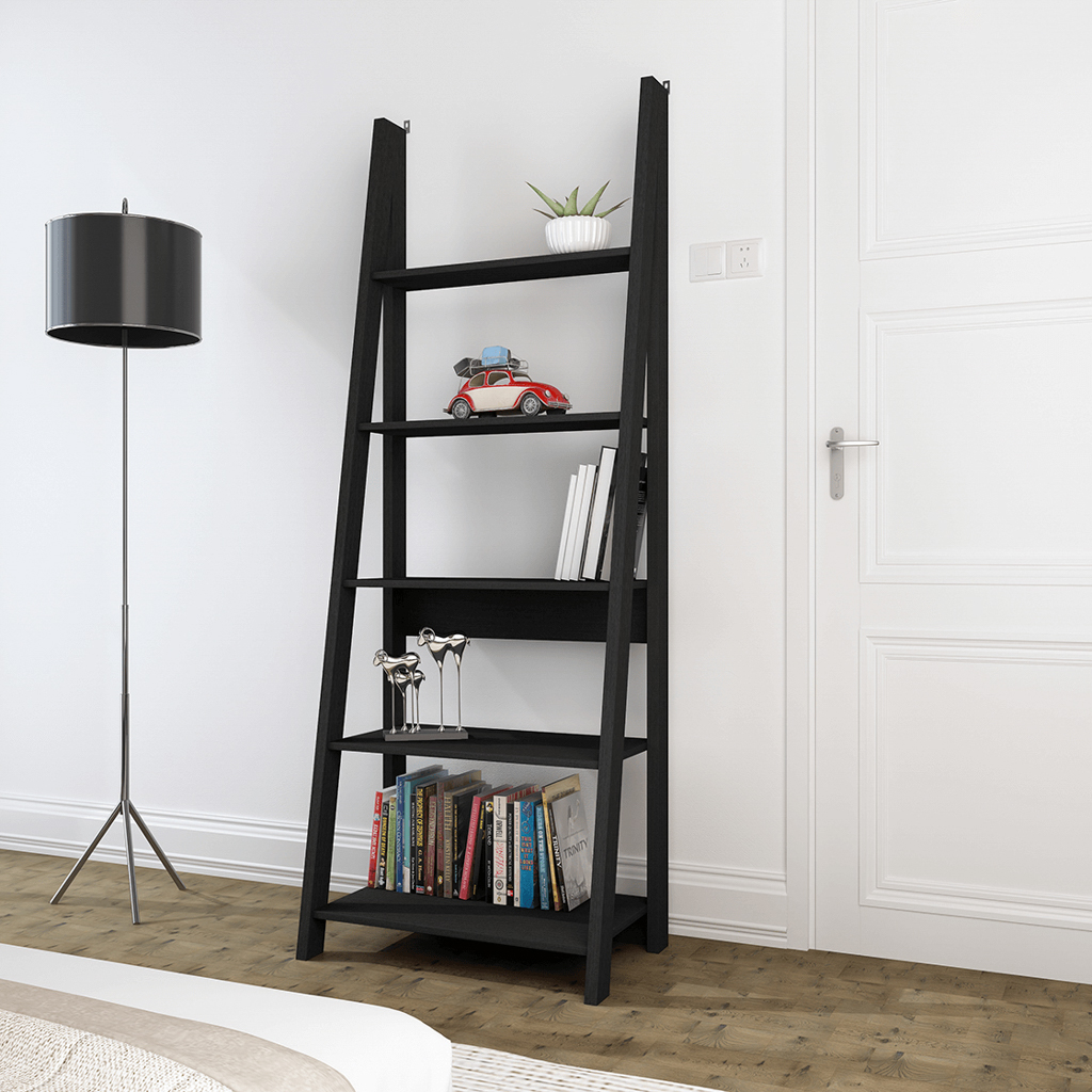 Tiva Black Ladder Bookcase