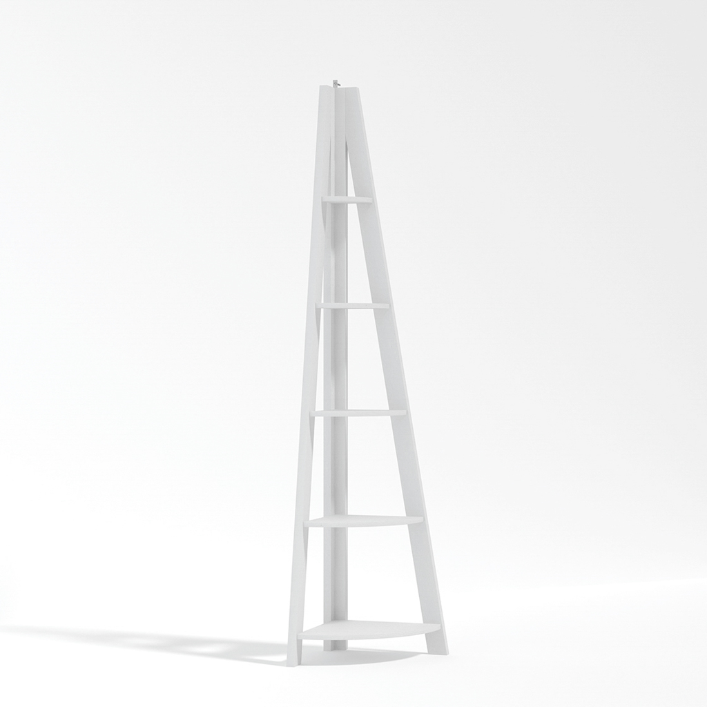 Tiva White Corner Ladder Shelving