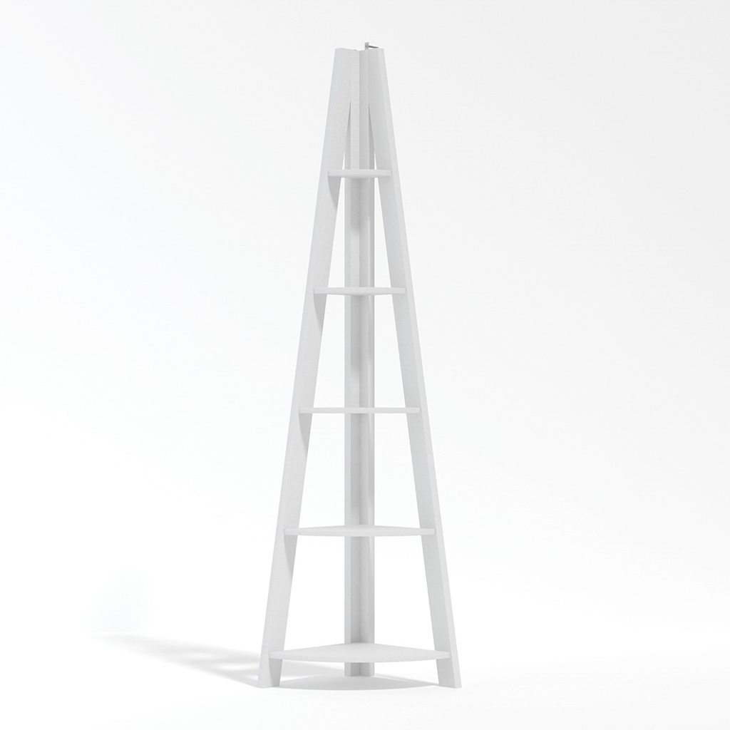 Tiva White Corner Ladder Shelving