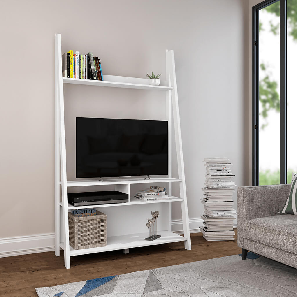 Tiva White Ladder TV Unit