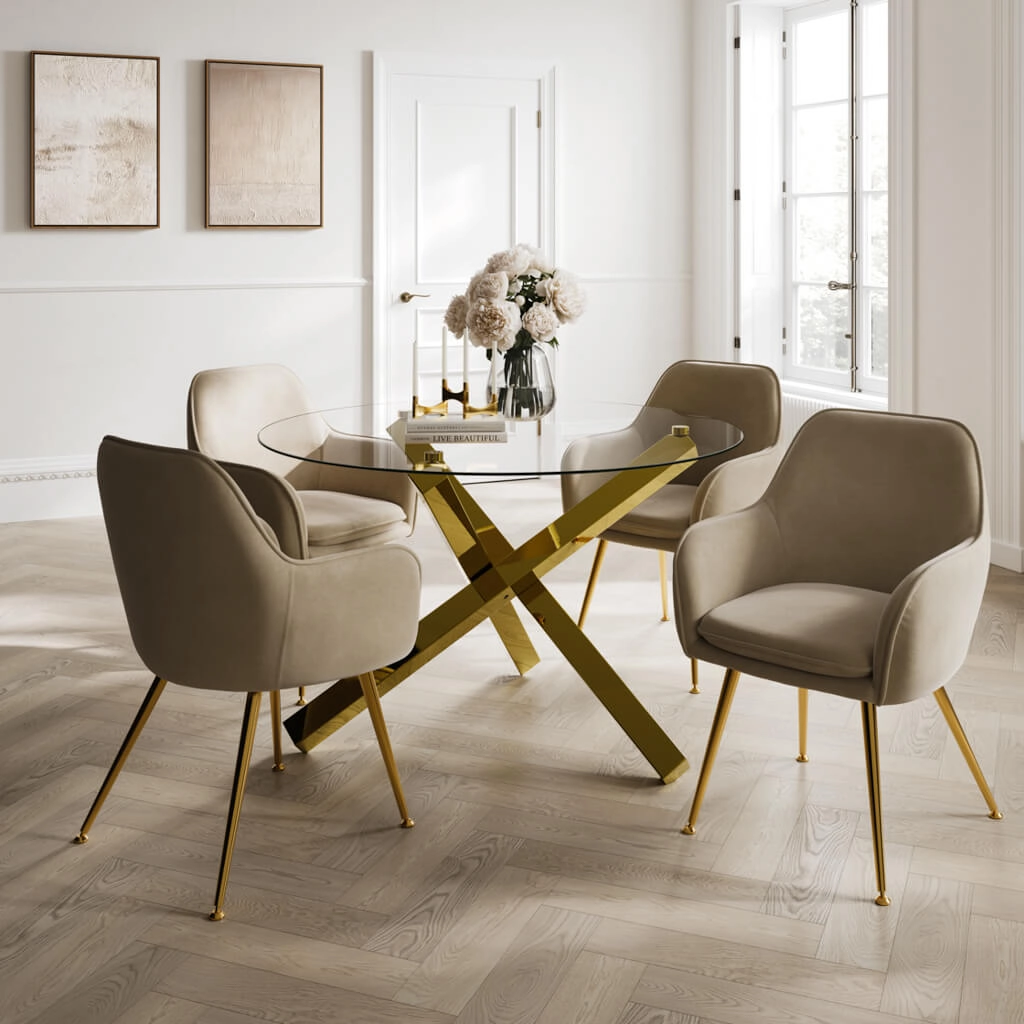 Capri Glass & Gold Dining Table