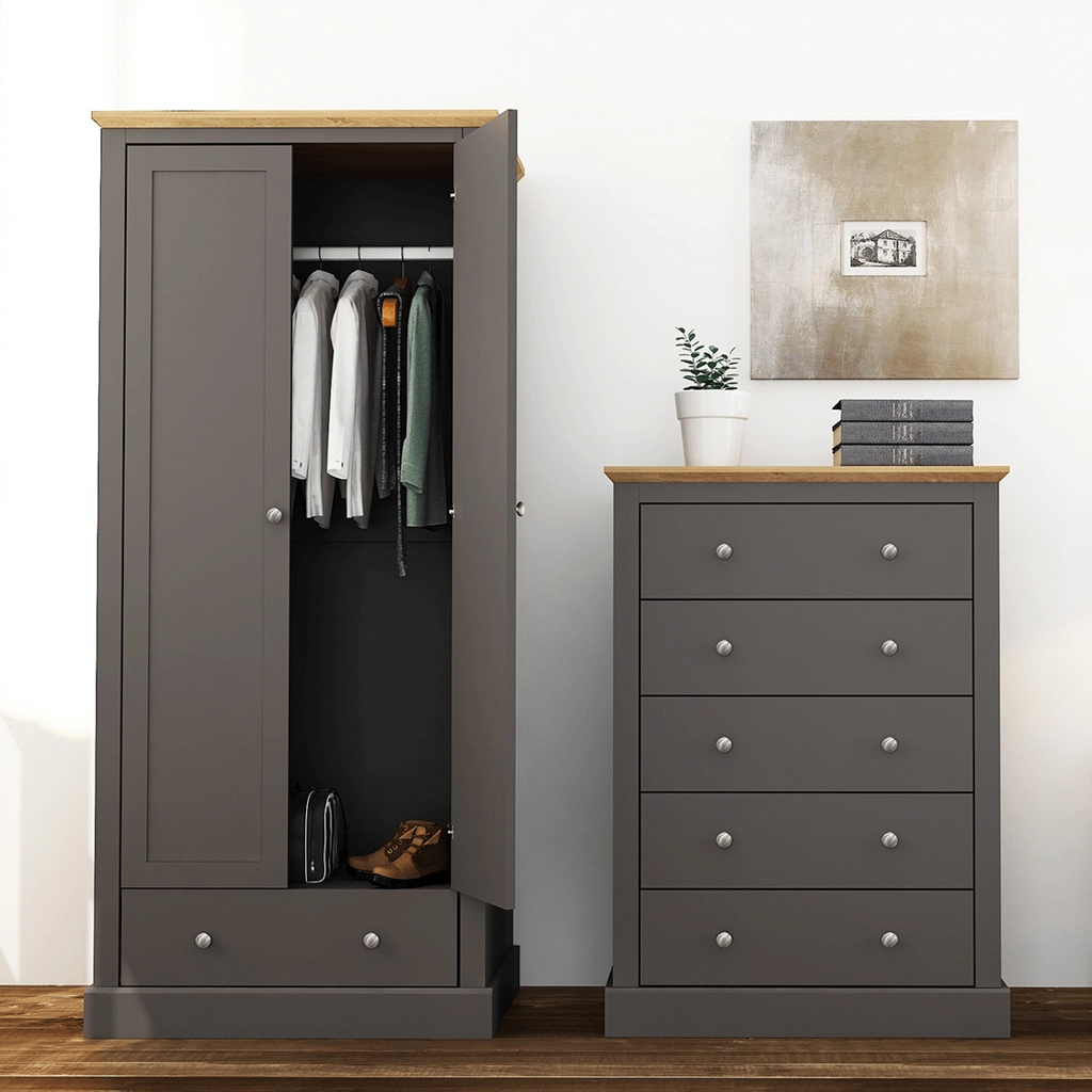 Devon Charcoal Double Wardrobe