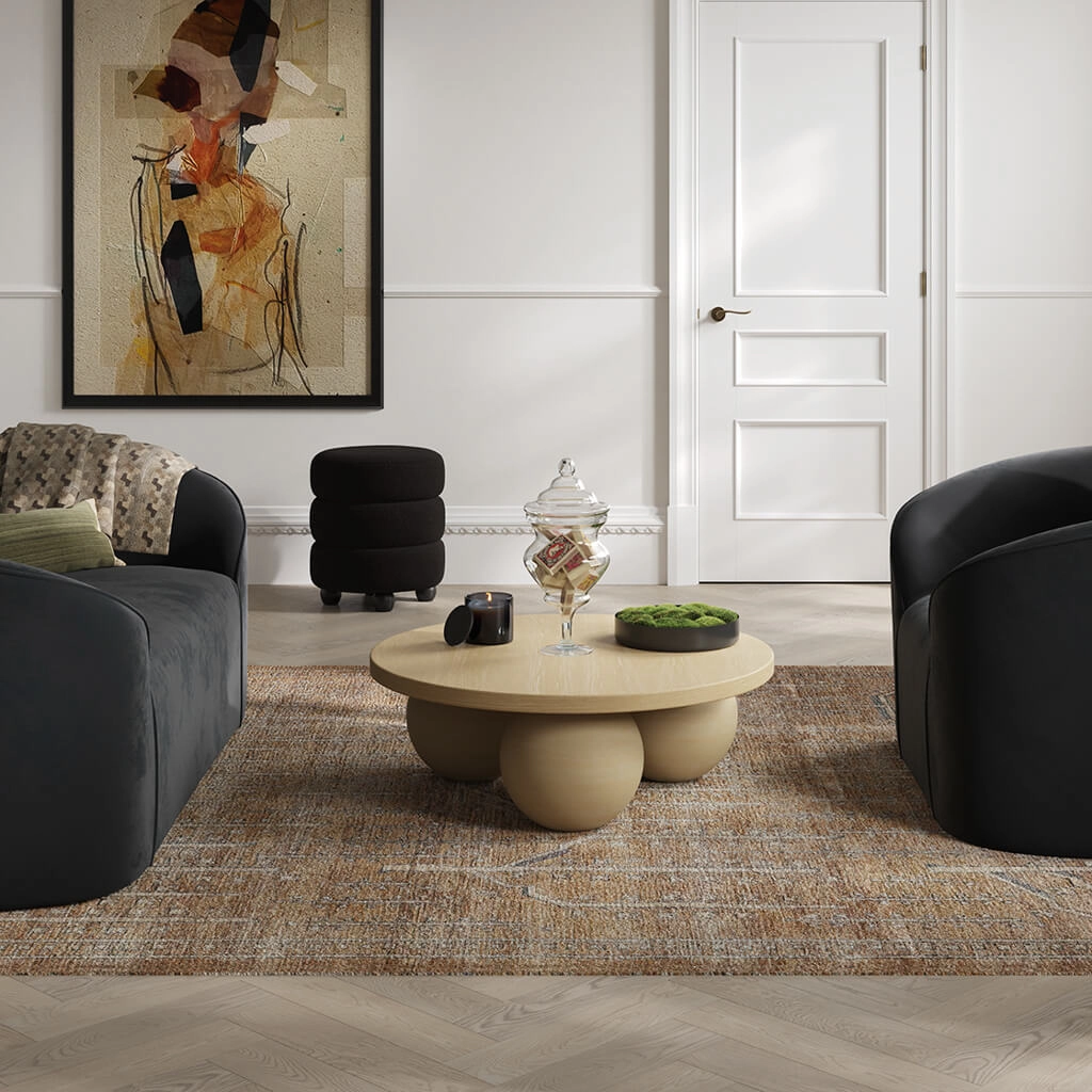 Emi Black and Black Pouffe