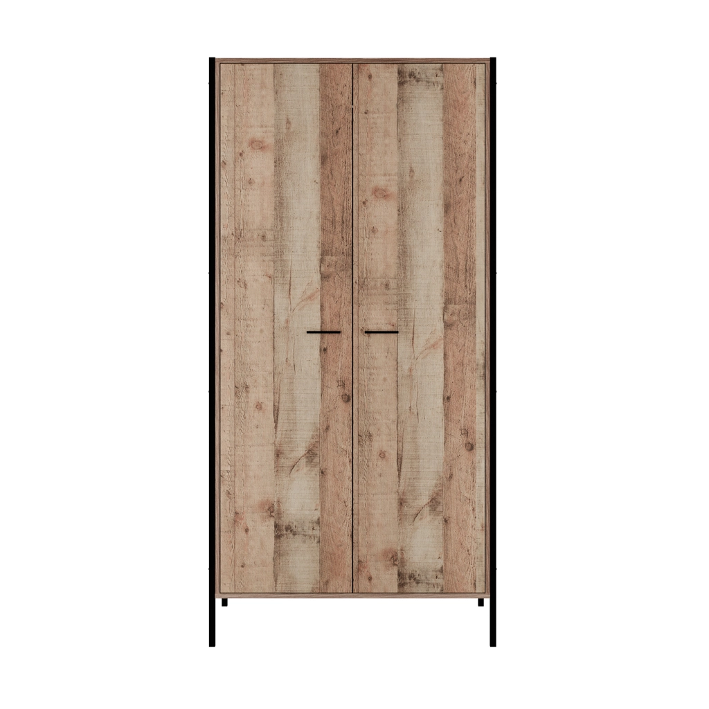 Hoxton Distressed Oak Effect Double Wardrobe