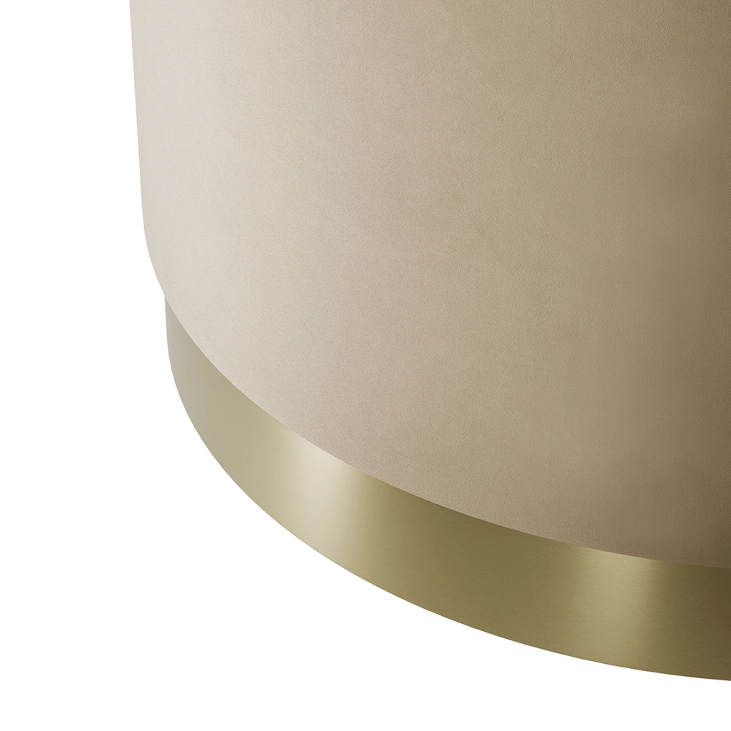 Lara Beige Velvet Large Pouffe