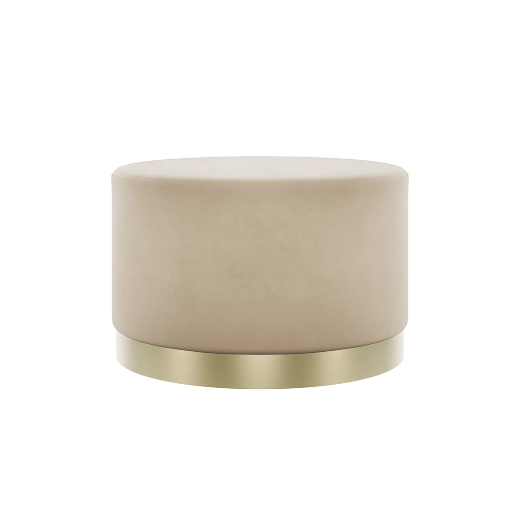 Lara Beige Velvet Large Pouffe
