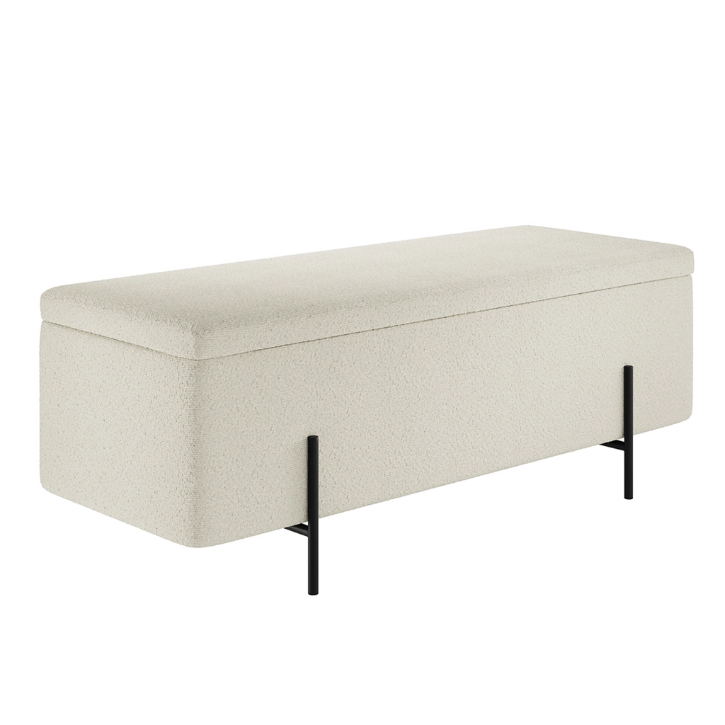 Lola Ivory Boucle Storage Ottoman