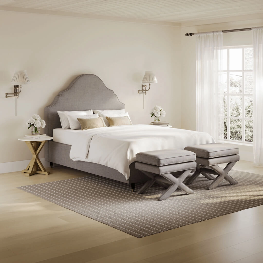 Quince Light Grey Kingsize Bed