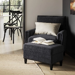 Atticus Anthracite Footstool
