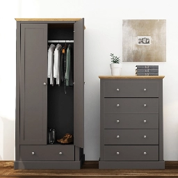 Devon Charcoal Double Wardrobe