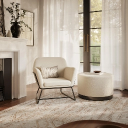 Lara Ivory Boucle Large Pouffe