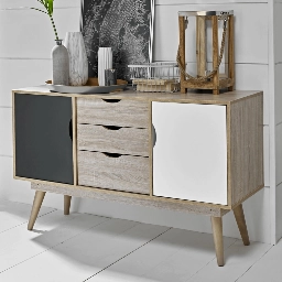 Scandi Light Oak & White & Grey Sideboard